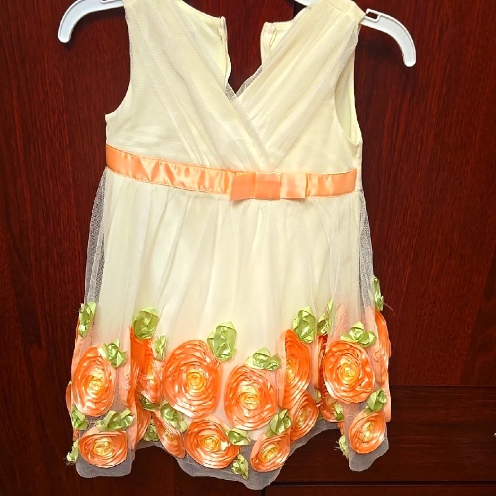 Iris & Ivy Cream and Orange Sleeveless Sundress
